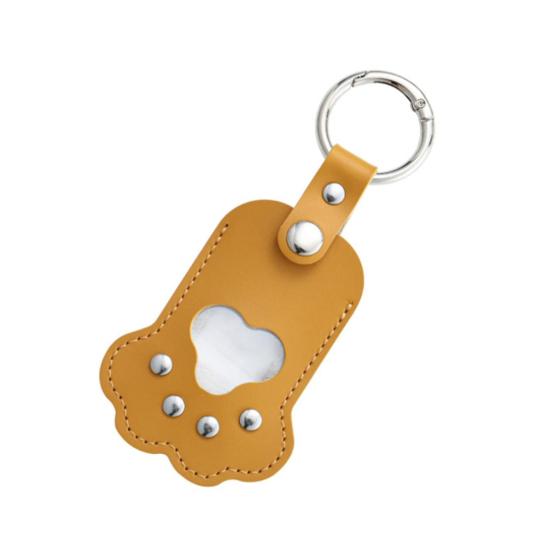 Pet Memorial Keychain Pendant with Hair Engraving Feature Dog Cat Claw Design Faux Leather Pet Hair Memorial Keychain