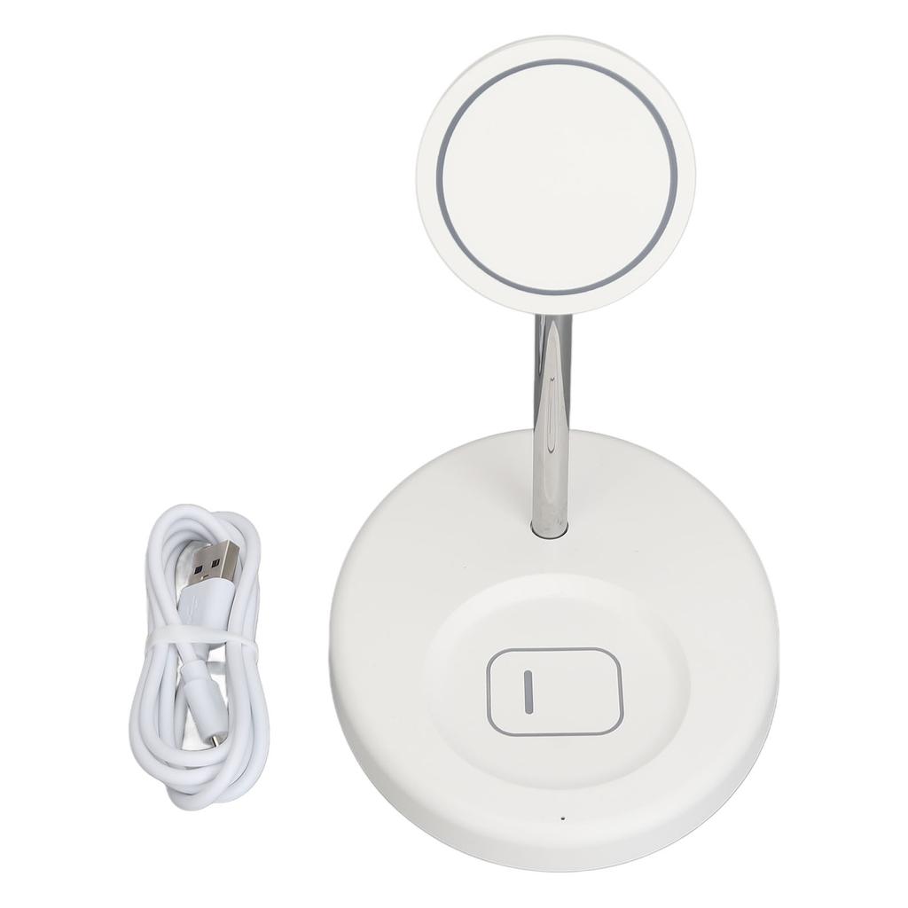 2 in 1 Magnetic Wireless Charger Metal and ABS White Wireless Charger Stand for IPhone 12 13 14