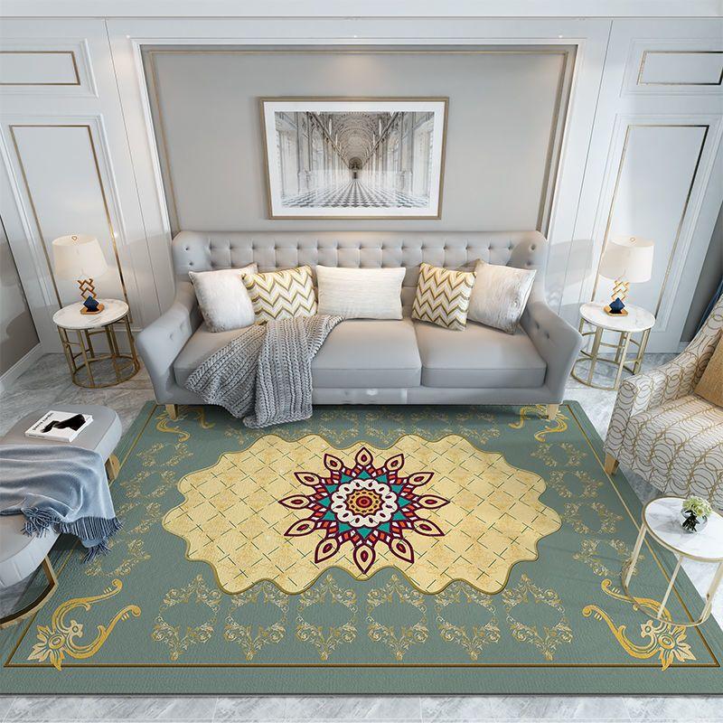 Retro American Style Living Room Carpet Classical Decoration Home Sofa Machine Washable Rug Lounge Bedroom Non-slip Mat Fully