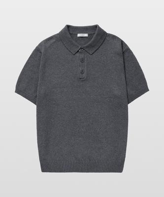 MANNERGRAM Upw Washable Cotton Polo Short Sleeve Knit Shadow Gray