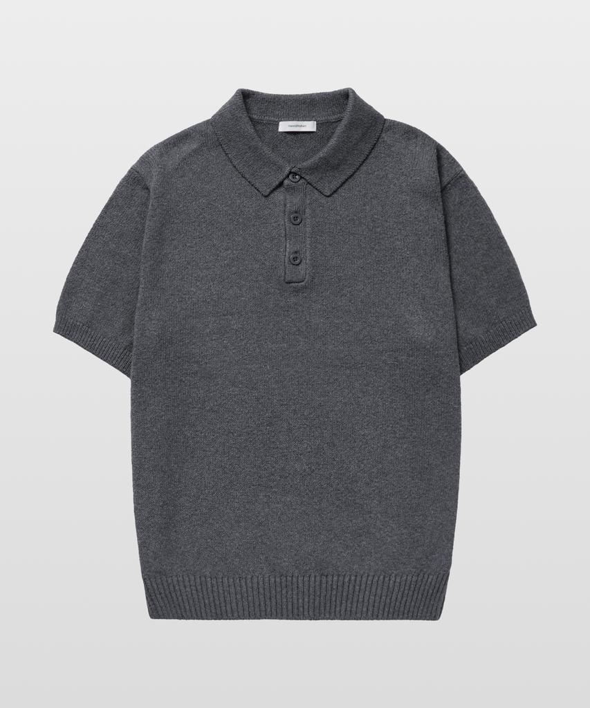 MANNERGRAM Upw Washable Cotton Polo Short Sleeve Knit Shadow Gray