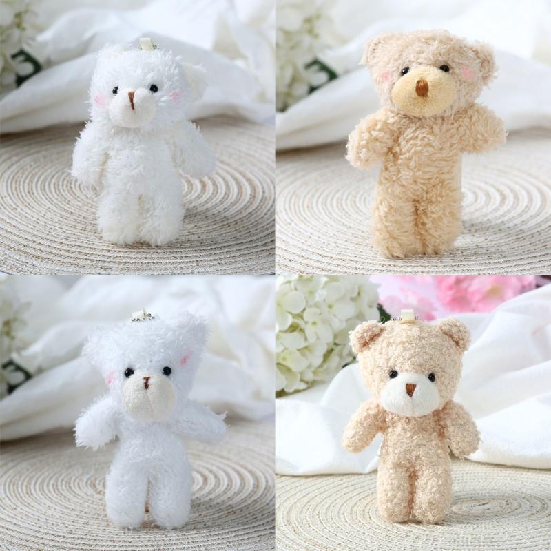 2pcsBlush Bear Pendant Plush Bear Keychain Stuffed Animal Pendant Soft Key Rings