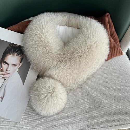 New Product Luxury, Good Quality, Exquisite Fox Hair Wide Version Suction Buckle Scarf, Fur Scarf, Big Ball Warm Scarf
