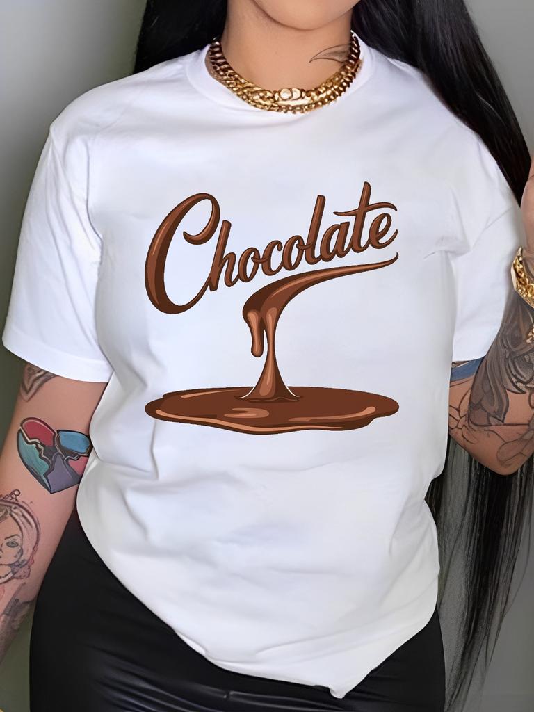 Drip Chocolate Women'S Comfit T-Shirt Women Casual Short Sleeve Tee Comfortable Crew Neck, Soft Adorable Tees Tops
