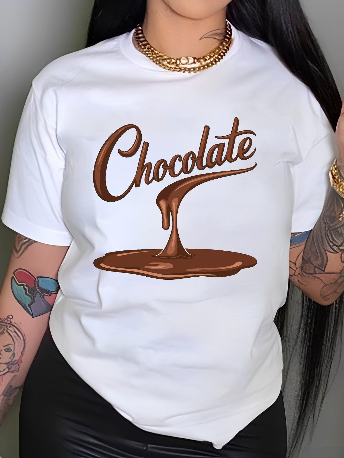 

Женская футболка с принтом Drip Chocolate, женская повседневная футболка с коротким рукавом, удобная с круглым вырезом, мягкие милые футболки, топы S белый