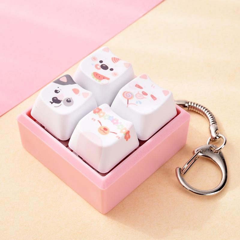 Cute Dog Squeeze Keychain Creative Stress Relief Fidget Pendant Mini Sensory Toy for Handbags Kids Party Gifts