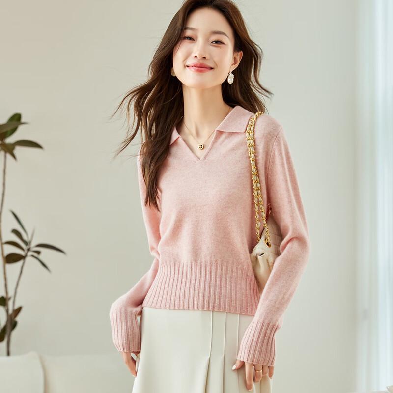 Srcr Women's Pure Wool Short Lapel Knit Sweater