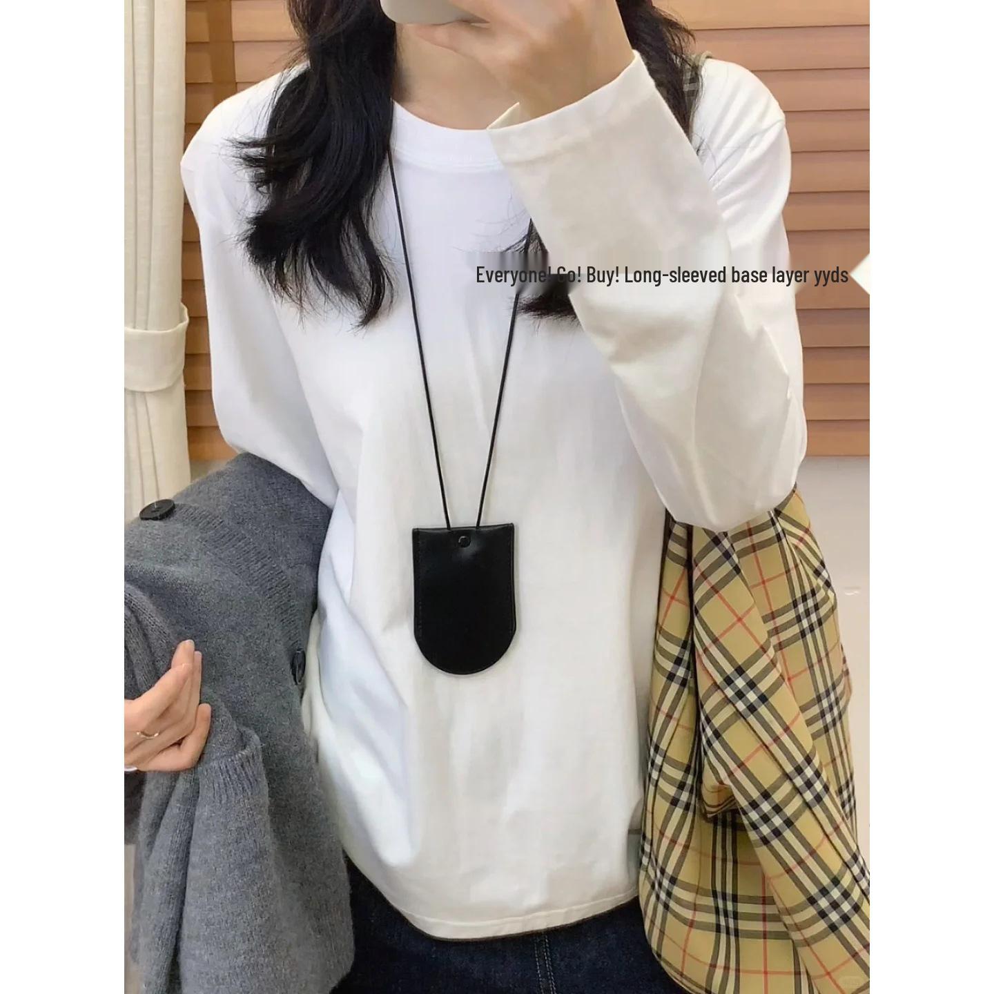 Women s Autumn/Winter Pure Cotton Loose Fit Long Sleeve T-Shirt 3XL