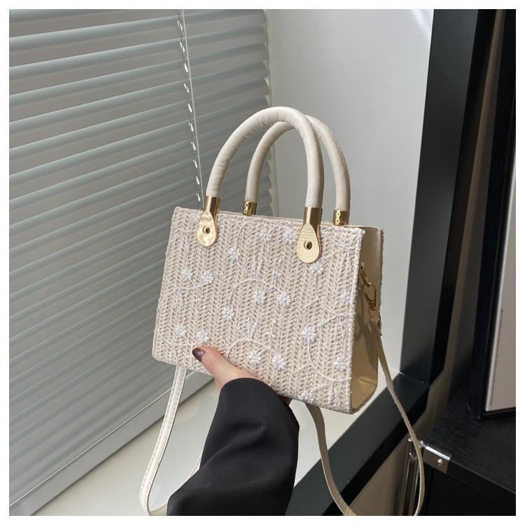 Straw Handheld Small Square Bag For Daily Casual Wear Street Style