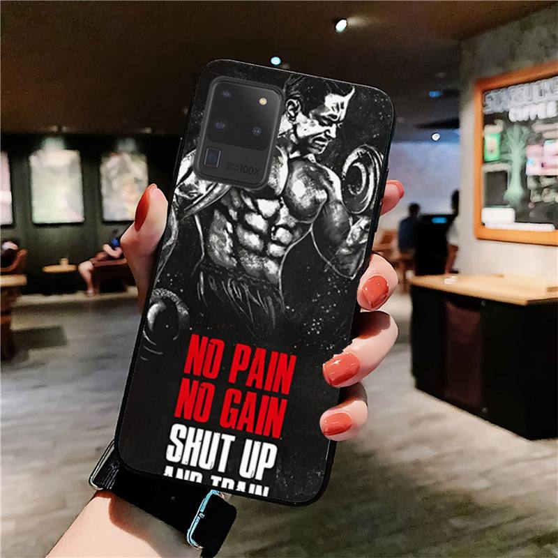 YNDFCNB No Pain No Gain Phone Case for Samsung S20 Lite S21 S10 S9 Plus for Redmi Note8 9pro for Huawei Y6 Cover