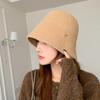 Autumn and Winter New Style Small Plush Letter Logo Korean Style Warm High Grade Bucket Hat for Women Outdoor Travel Hat
