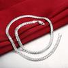 special 5MM Flat Chain   Copper Bracelets necklace Jewelry set for men Women Fashion Party wedding gift