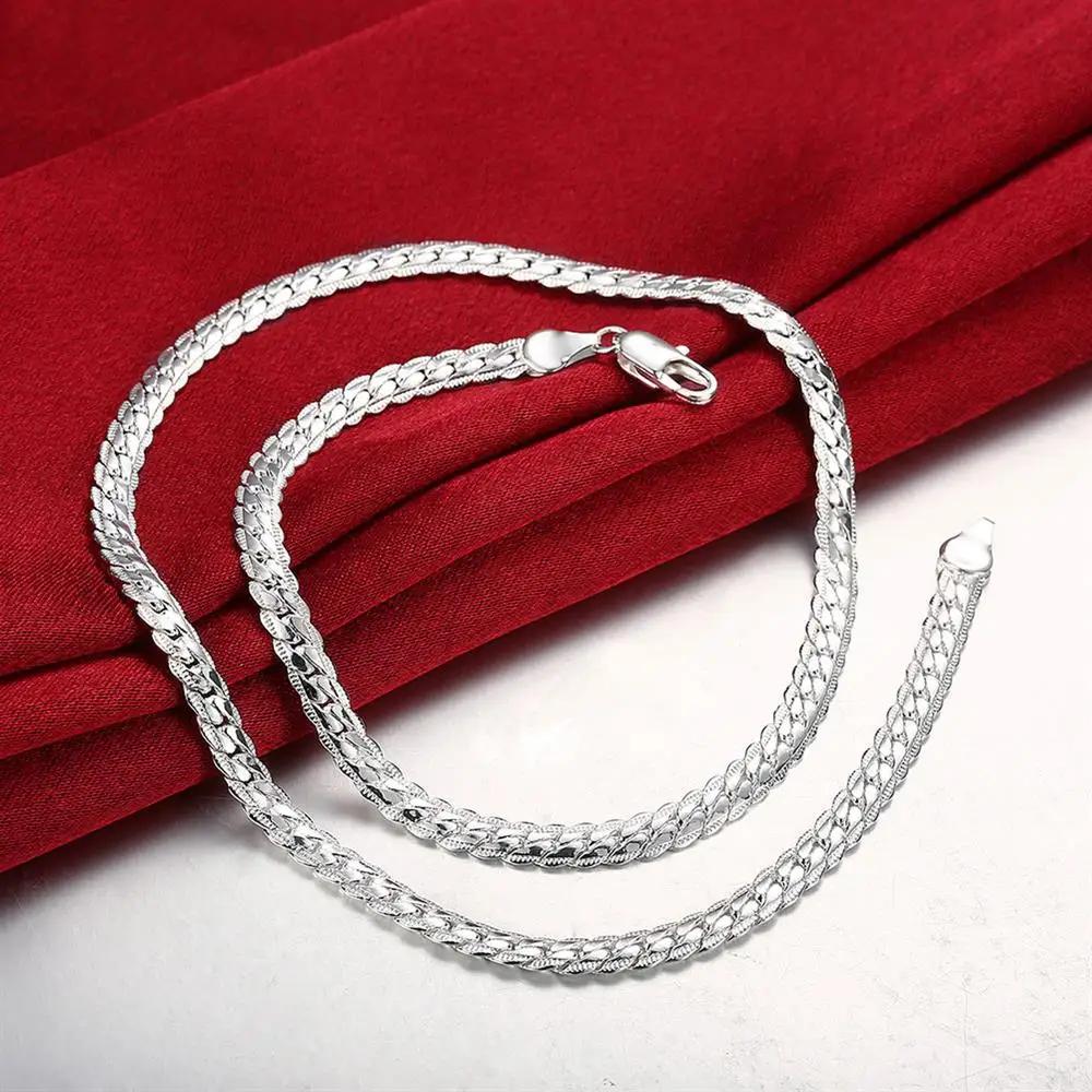 special 5MM Flat Chain   Copper Bracelets necklace Jewelry set for men Women Fashion Party wedding gift