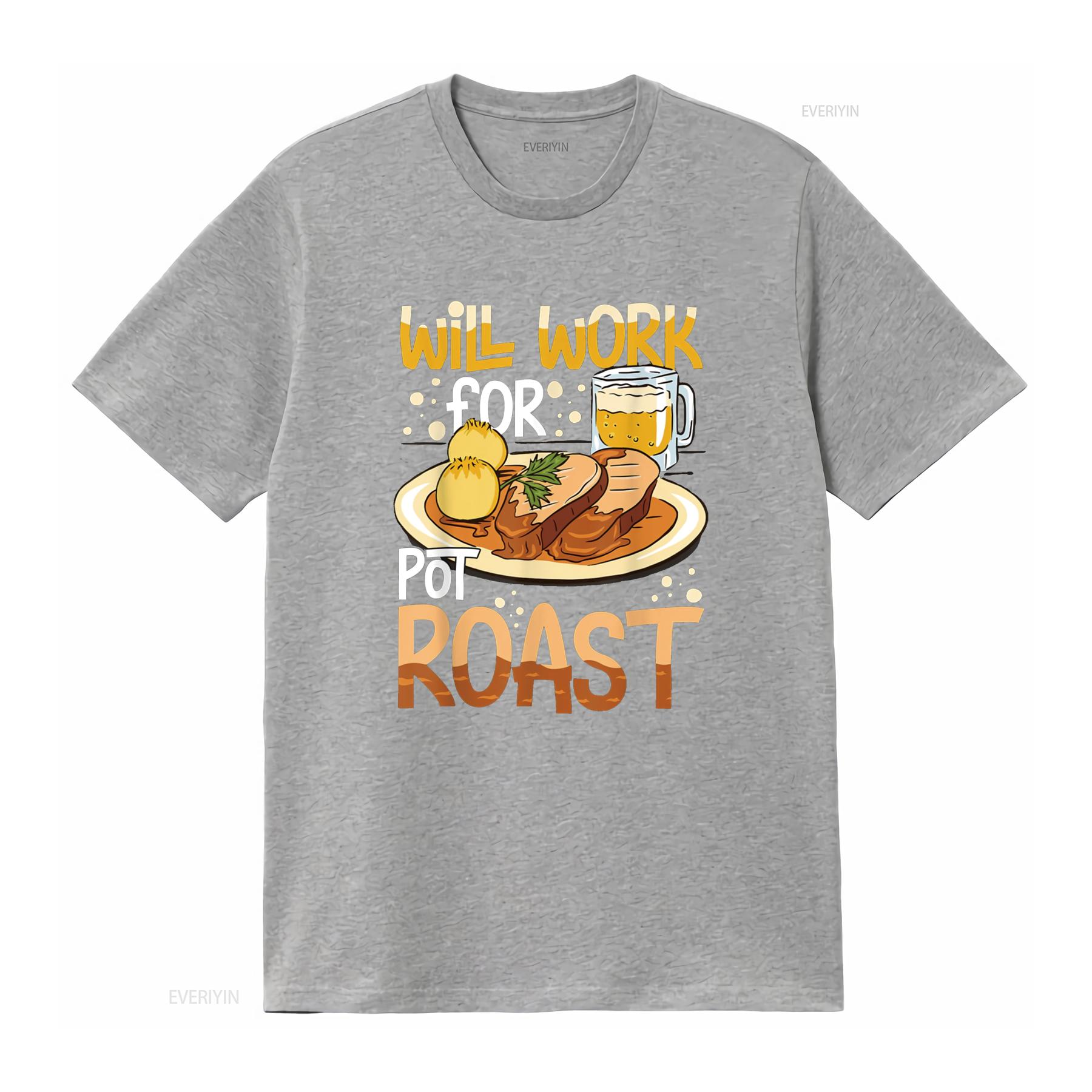 

Pot Roast Recipe Slow Cooker Beef Meat Seasoning T Shirt vintage Washed Versatile Comfortable Soft Casual streetwear fashion S