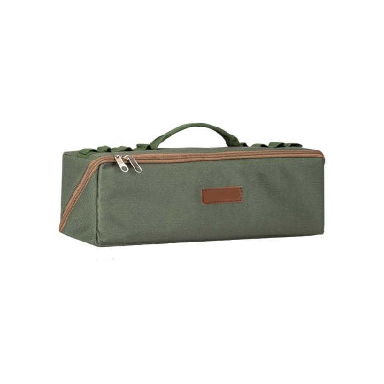 Camping Accessory Storage Bag with Double Zippered Divider Layout and Handle for Tent Stakes Cord and Small Tool