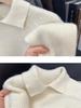 Fashion France Knit Long Sleeve Tops Woman Design Loose Slim Solid Sweater Female Retro Chic Elegant Casual Thicken Warm Clothes New
