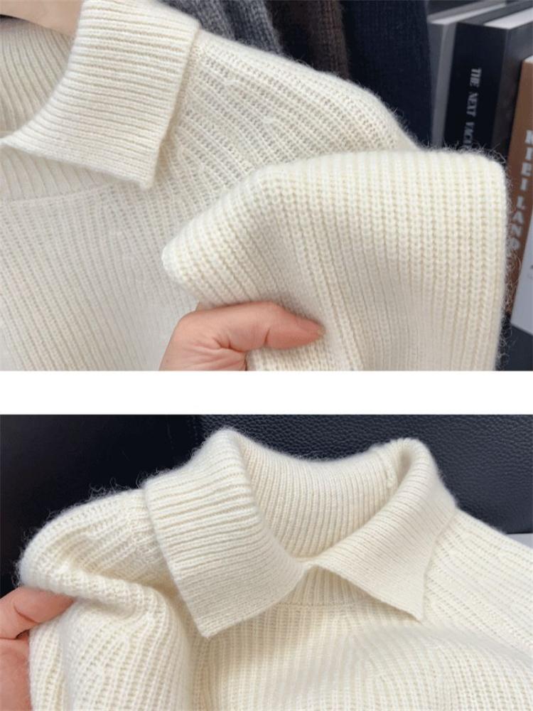 Fashion France Knit Long Sleeve Tops Woman Design Loose Slim Solid Sweater Female Retro Chic Elegant Casual Thicken Warm Clothes New