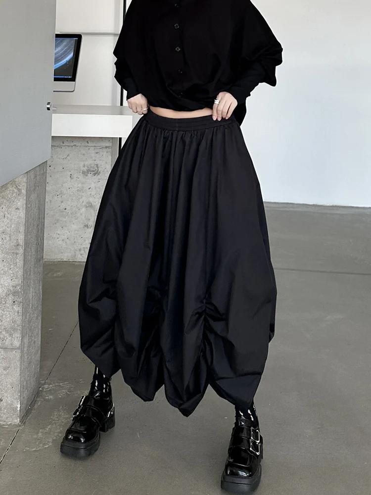 XITAO Loose Irregular Folds Street Trendy Asymmetric Skirt GMM1323