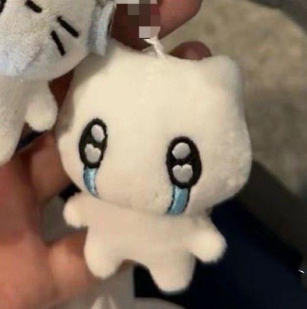 Cute Headphones Cat and Crying Cat Doll Couple Keychain Mini Cartoon Healing Plush Doll Keyring Bag Pendant Backpack Decoration