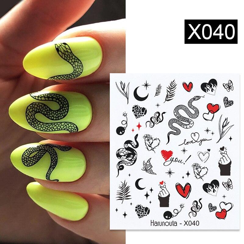 1pc 3D Nail Stickers Spring Summer Natural Flower Leaves Simulation Dried Flower Dragonfly Nail Applique Water Slides Decoration
