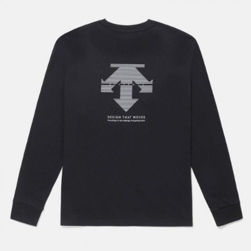 DescenT OverfiT Bawełniana Koszulka z Długim Rękawem B1 sq123uTl12 Czarny Mglisty Błękit