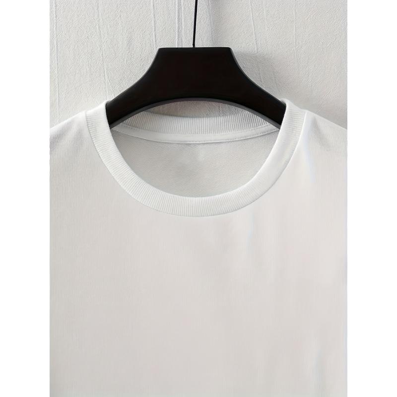 European Sizes Enjoy the Madness" Cartoon Print, Men's Fashion Street Casual Short Sleeve T-Shirt Comfortable Crew Neck Top for Spring and Summer