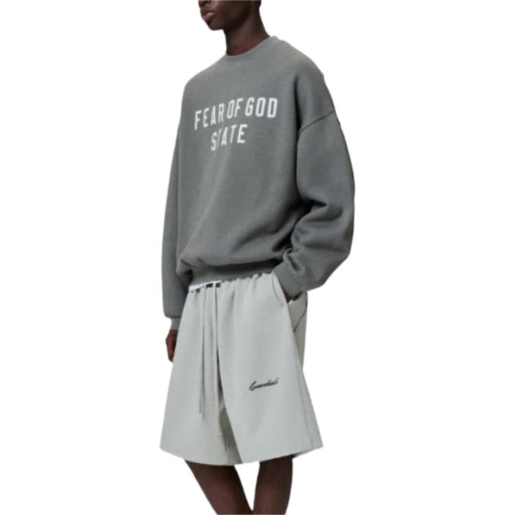 Fear of God Essentials Relaxed Fleece Sweatshort With Piping Concrete Heather/Black Men Bottoms Grey 160SP254555F