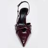 Fashion Elegant Metal Buckle Women Pumps Sexy Pointed Toe Slingbacks Thin High Heels Sandals High Quality Leather Luxury Designer Heels