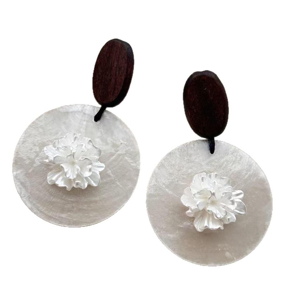 Unique Bohemian Seaside Shell Earrings - Exquisite Long Round Design for Women