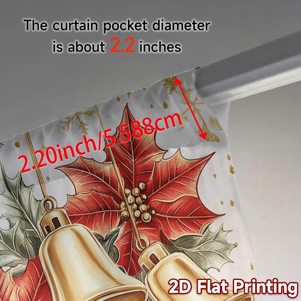 2pcs,Curtains Christmas Bells Holly Poinsettia Snowflakes (4) Modern Fashionable Curtains Polyester Curtains Holiday Perfect for