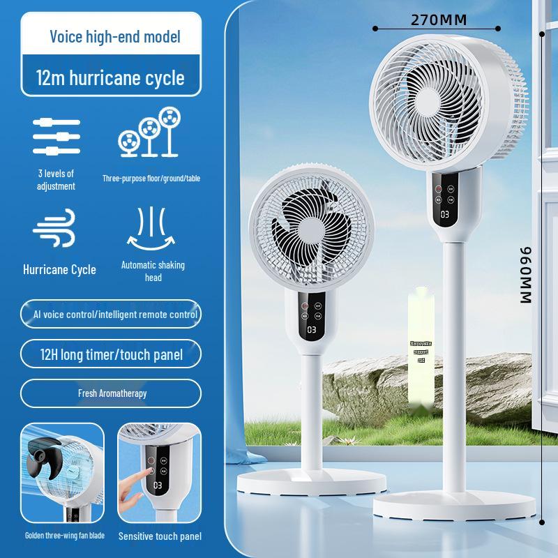 Smart Remote-Controlled Oscillating Electric Fan: Low Noise Floor & Table Air Circulation Fan