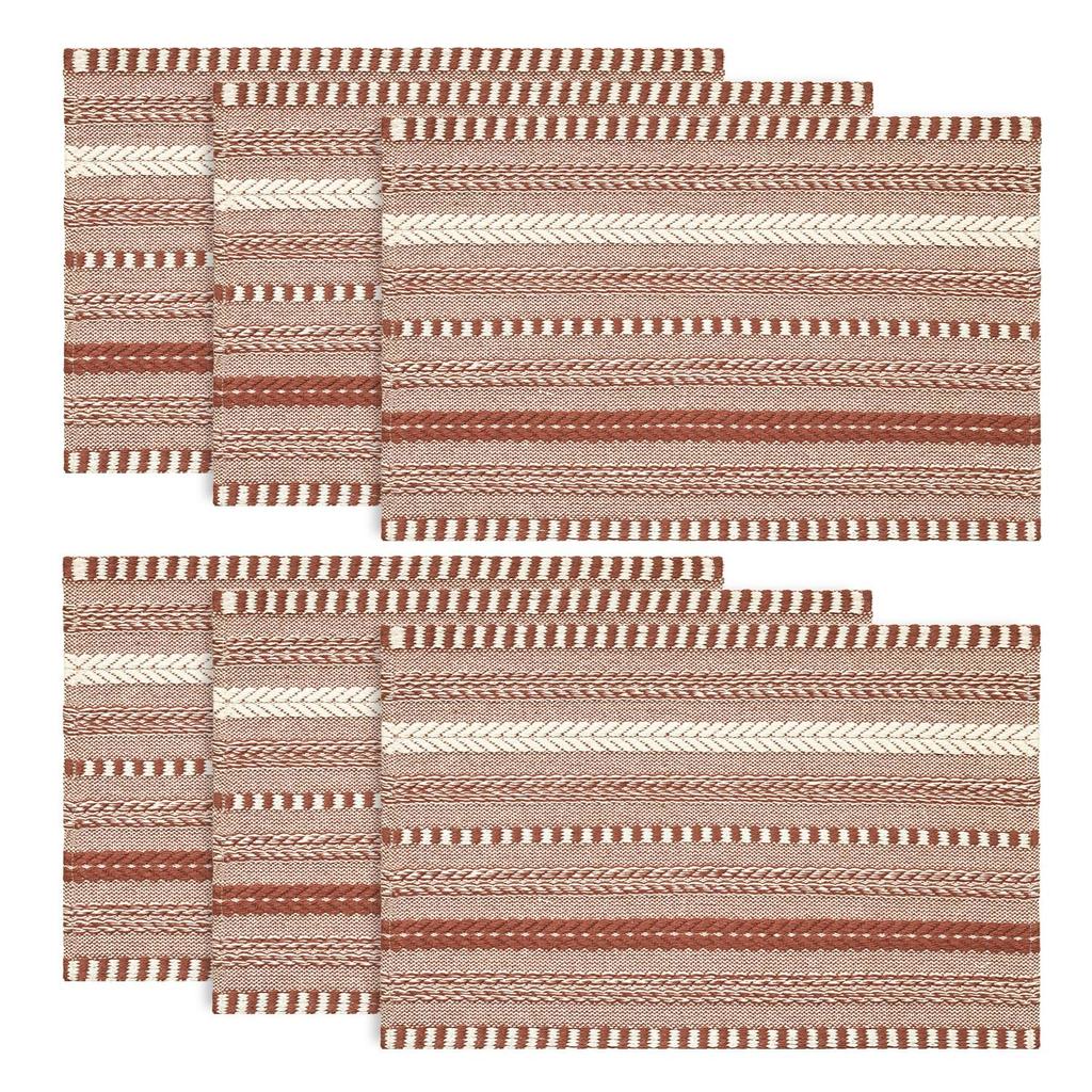 Black Farmhouse Woven Braided Stripe Placemats Set of 4,12x18 Inch Seasonal Holiday Table Mats Party Kitchen Dining Decoration