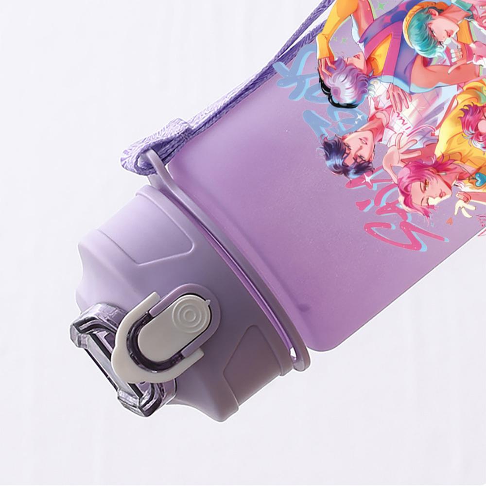 750Ml Water Bottle Cartoon K-Pop Demon Hunters Printed Large Capacity Drinking Cup Portable Outdoor Sports Water Cup Children Kid Gift