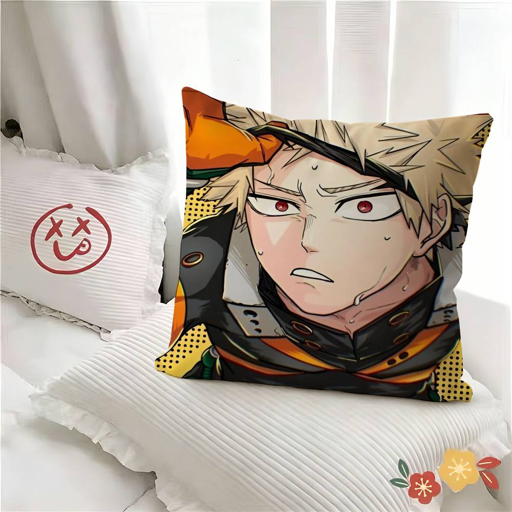 pc Cartoon Anime Character Katsuki Bakugo Pillow Case Fashion Square Pillowcase Bedroom Sofa Room Ins Decoration Leisure