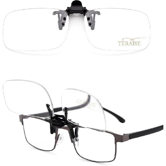 TERAISE Reading Glasses Clip On Magnifiers for Eyeglasses, Blue Light Blocking Magnifiers Lenses Readers for Women Men 1.0 x