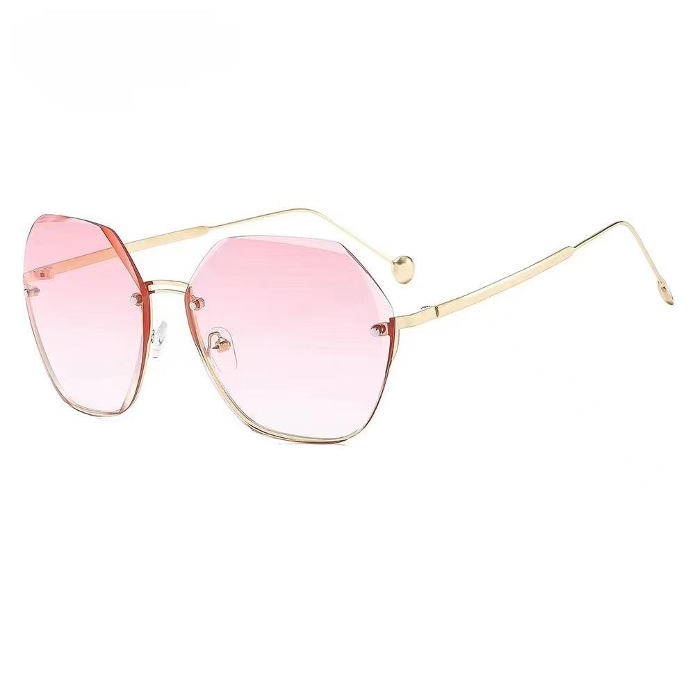 Trendy Frameless Women's Sunglasses - European & American Style, UV Protection, Round Face, Fashionable Driving Glasses