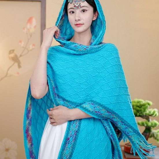 Yunnan Retro Tassel Shawl - Women's Autumn/Winter Cape Scarf for Travel & Vacation