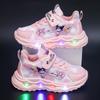 Kuromi Girls' Sneakers with Lights, New Autumn and Winter Children's Leather Shoes, Warm and Plush Running Shoes for Toddlers and Young Children