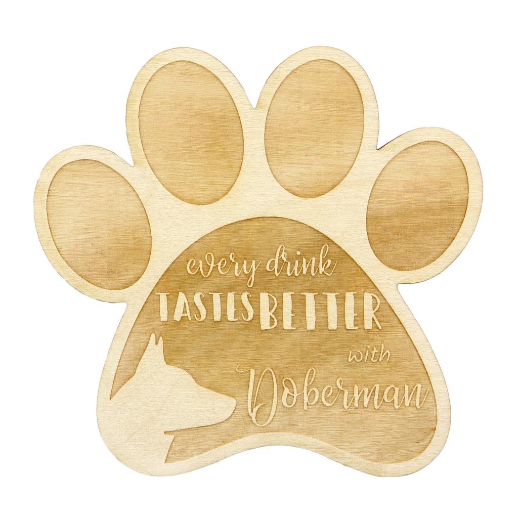 Dobermann, Doberman Pinscher, Dobie - Coaster cu cană, coaster gravat cu câine, cadou pentru iubitorul de câini marca Art-Dog