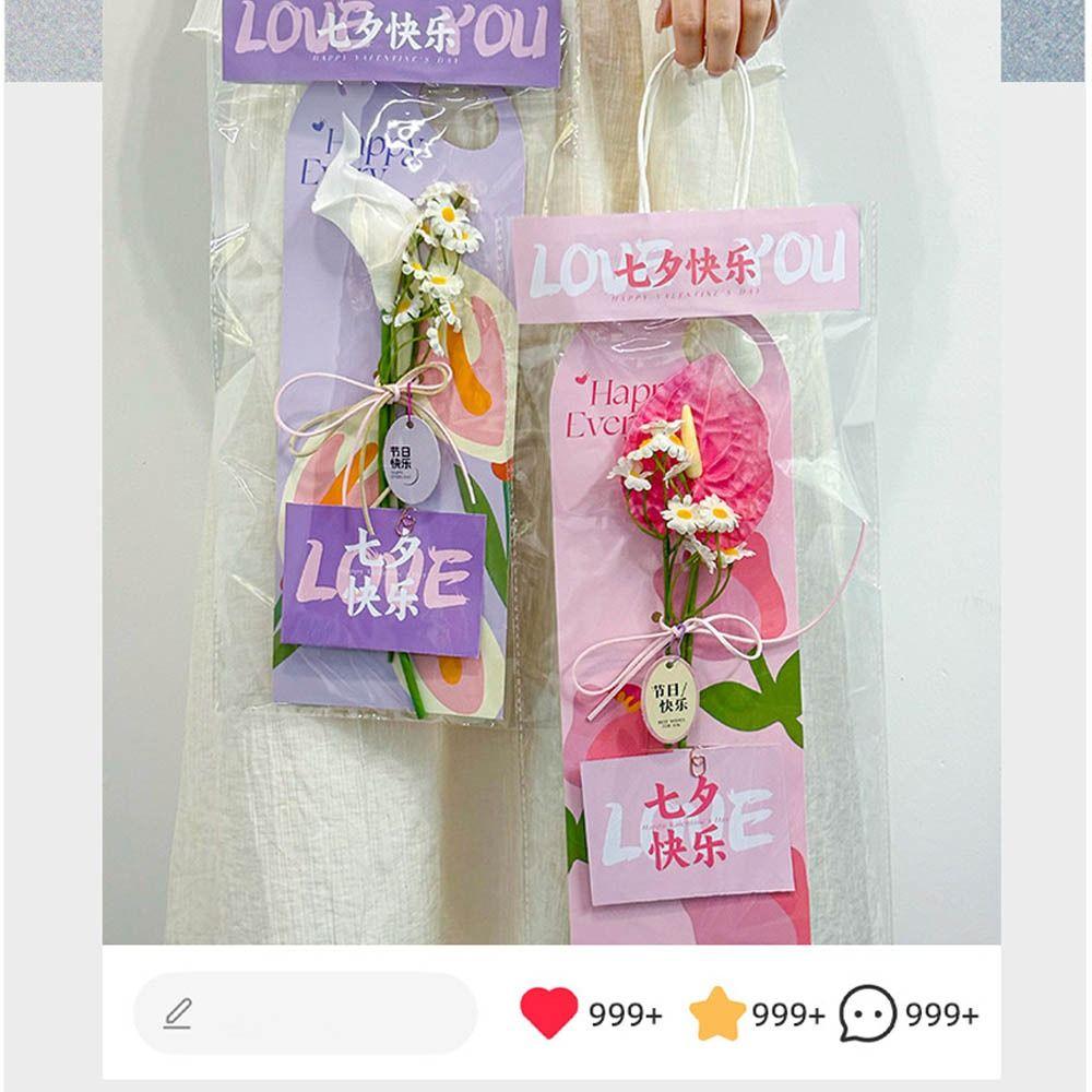 5pcs Carnation Flower Card Handheld Flower Insert Bag New Flower Tote Bag  Teachers' Day