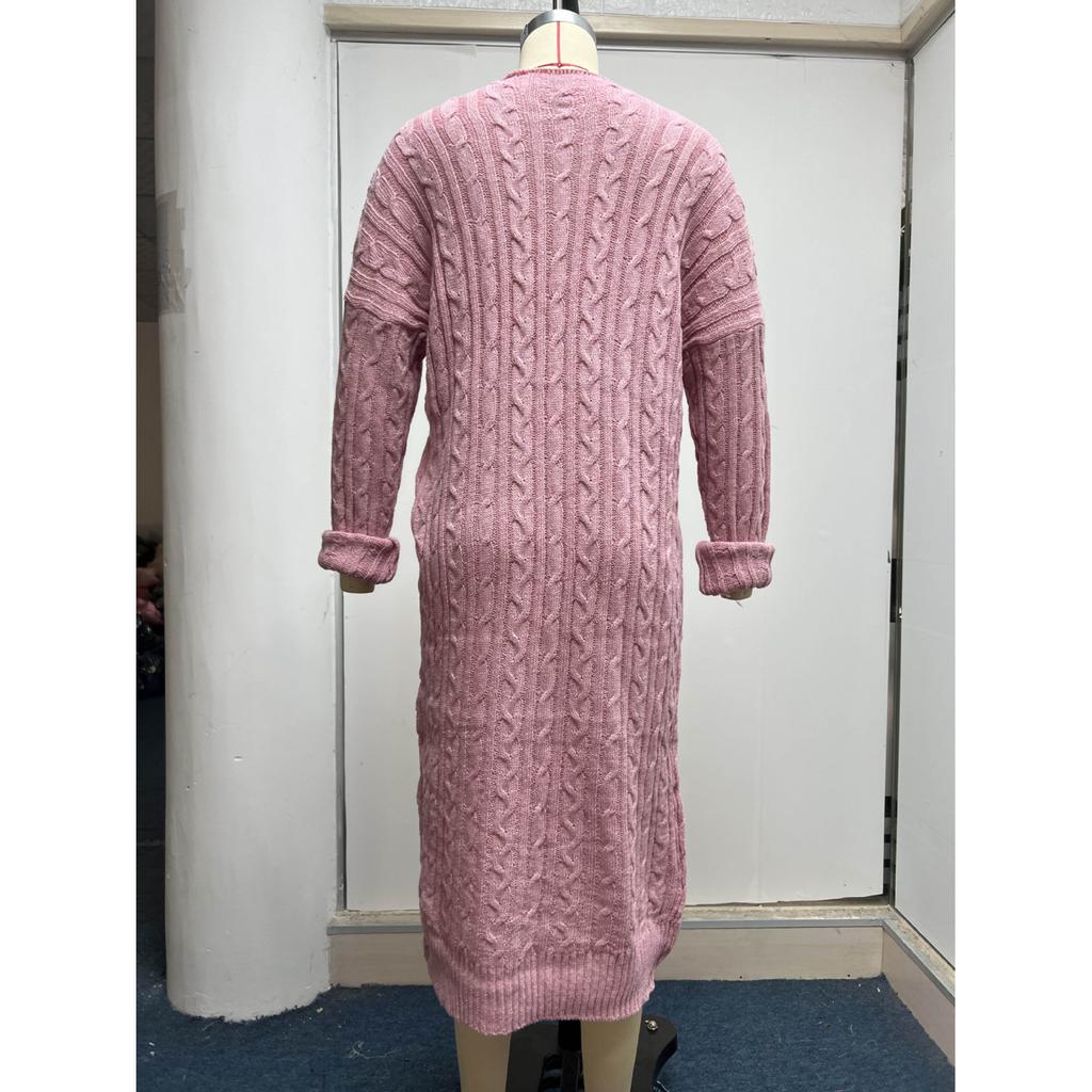 Damen Langarm Doppel-Taschen Twist Cardigan Pullover