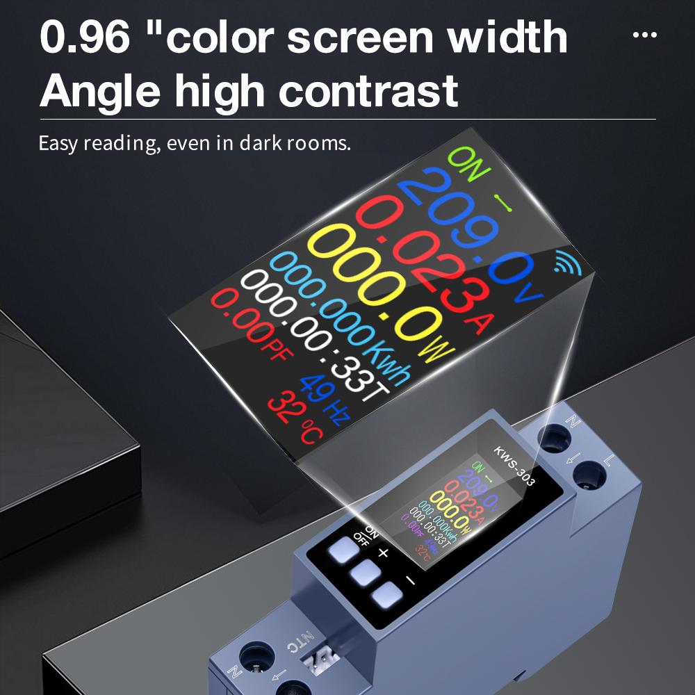 Tuya WiFi Power Meter 2P AC Energy Meter APP Control 85-290V/40A Voltage Current Meter Electricity Consumption Meter Smart Life