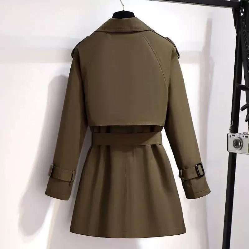 Spring Autumn Plus Size Women's Thin Section Lapel Loose Thin Medium-length Windbreaker