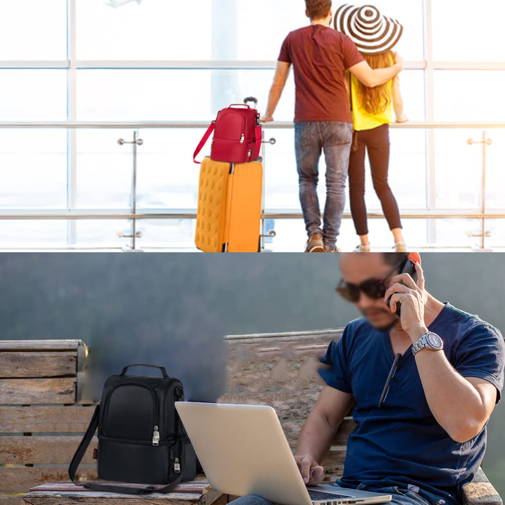 YUYAKESHI Lunch Heats Lunch 11L for Commuting and Outdoor Use Bag, USB-Powered, Insulated, Box, Capacity, Dual-Layer, Built-in Heater, (Black)