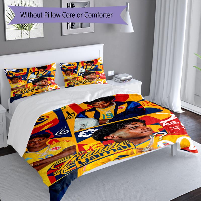 Lamine Yamal Barcelona Football Jersey Bedding Set,Comfort Bed Linen for Boys Room Decoration,Perfect Gift for Match Fans,Wrinkle Resistant Duvet Cove