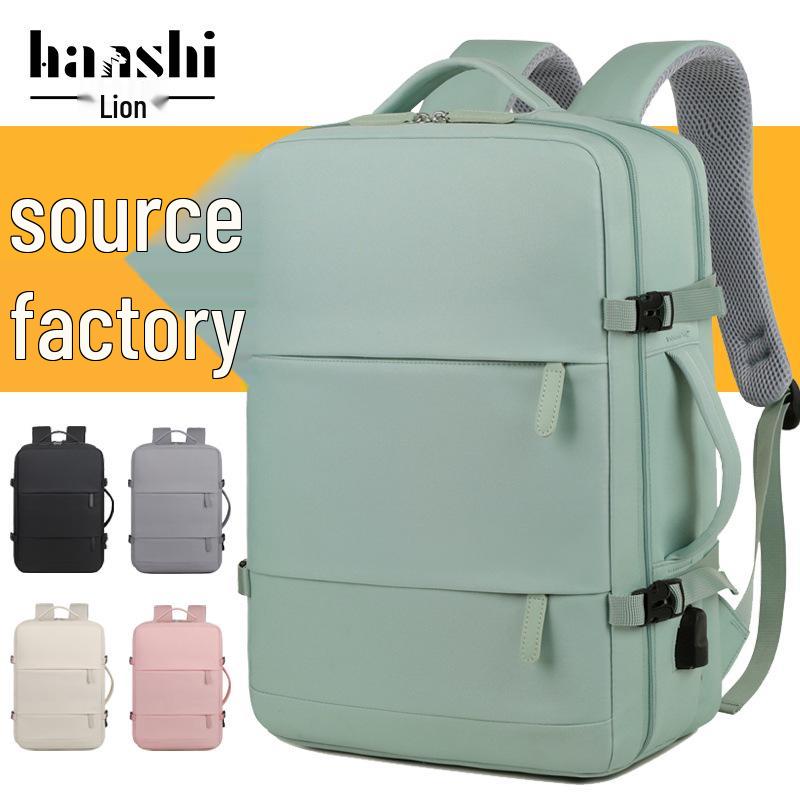 High-End Waterproof Backpack: Women's Leisure Travel, Men's Wet/Dry Separation, Large Capacity Schoolbag, Laptop Compatible.