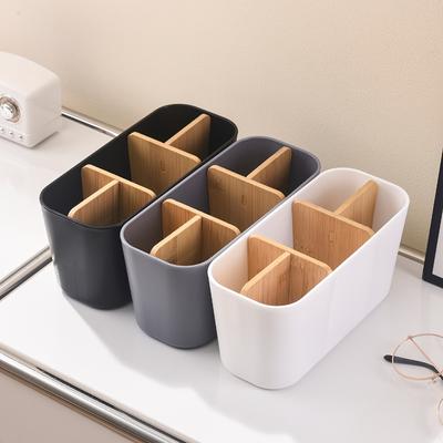 Toothbrush Holders for Bathrooms, Bamboo Tooth Brush Holder with 5 Slots Bathroom Vanity Organizer Countertop for Toothpaste