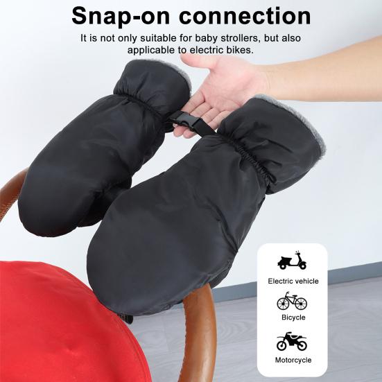 Infant Stroller Gloves Anti-Freeze Warm Muffs Plush Lined Hand Muffs Waterproof Stroller Mittens for Handlebars Cold Weather Winter Stroller