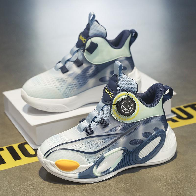 Children's basketball shoes boys and girls summer new mesh sports shoes breathable comfortable friction sound buttons classmates