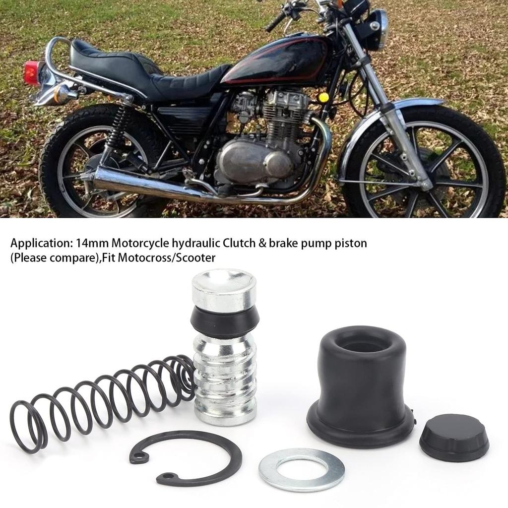 Rear Brake Master Cylinder Reconstruction Repair Parts, 14mm Motorcycle Clutch Brake Pump Piston Plunger